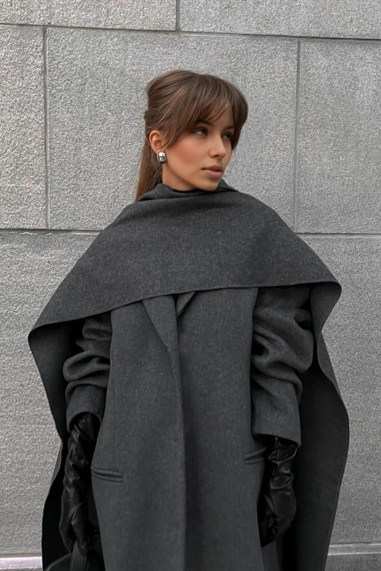 R&B | Lange Cape Mantel Eleganter Hoher Kragen Übermantel