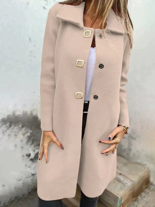 R&B | Aus Wolle Schmaler Schnitt Knielang Einreiher Elegantes Design