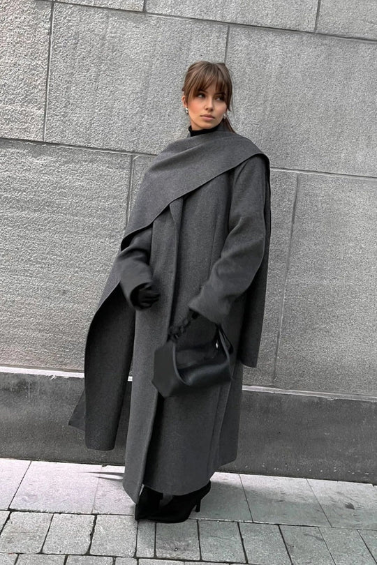 R&B | Lange Cape Mantel Eleganter Hoher Kragen Übermantel