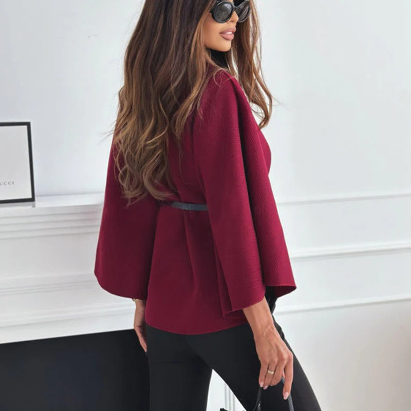 R&B | Gürtel Umhang Jacke Eleganter Hoher Kragen