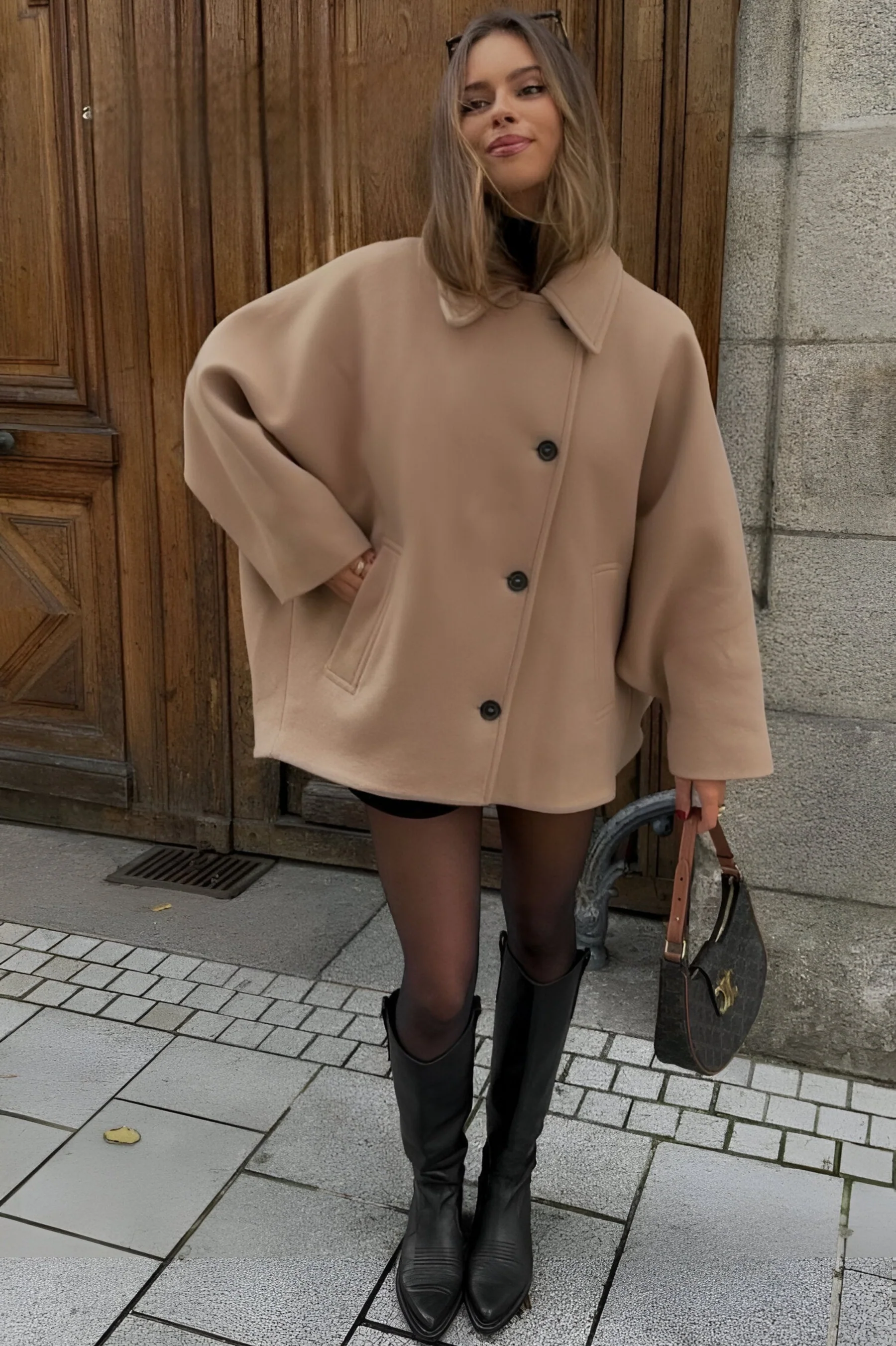 R&B | Übergröße Peacoat Doppelreiher Knopfleistenjacke