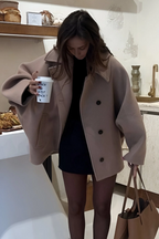 R&B | Übergröße Peacoat Doppelreiher Knopfleistenjacke