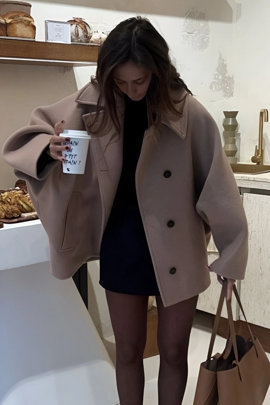 R&B | Übergröße Peacoat Doppelreiher Knopfleistenjacke