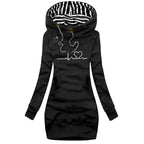 R&B | Kapuzenpullover Kleid Slim Fit Baumwollmischung Bedrucktes Design Lässiger Stil