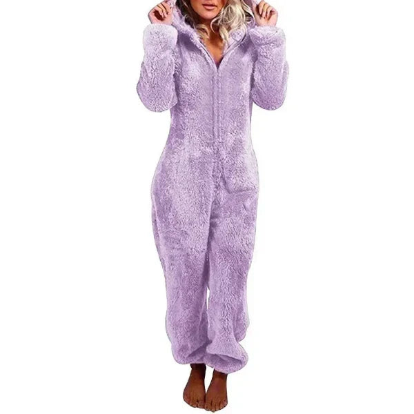 R&B | Damen Teddy Fleece Overall mit Kapuze