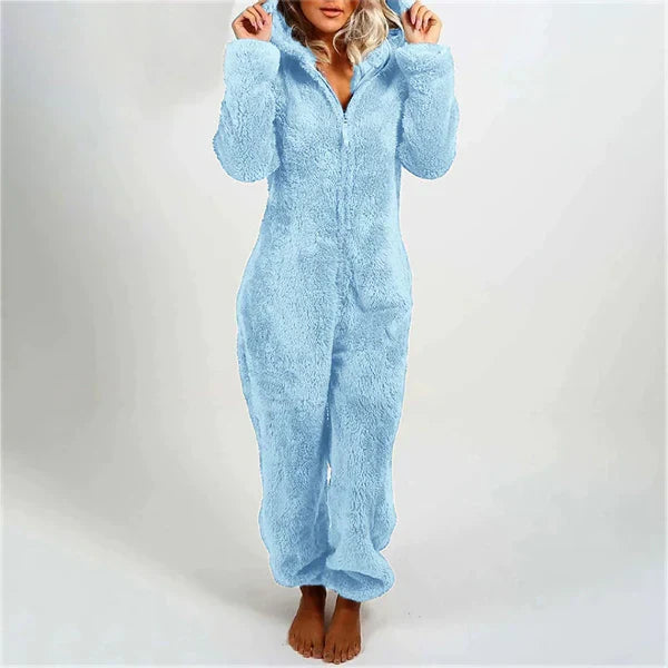 R&B | Damen Teddy Fleece Overall mit Kapuze