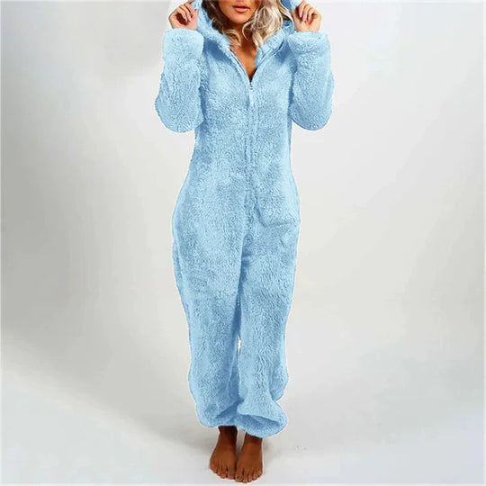 R&B | Damen Teddy Fleece Overall mit Kapuze