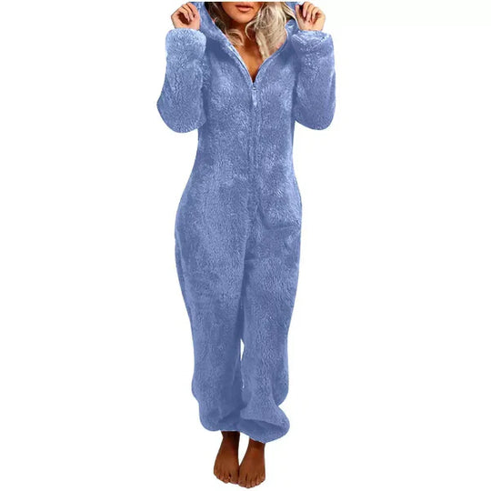R&B | Damen Teddy Fleece Overall mit Kapuze