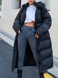 R&B | Puffer-Jacke gesteppter übergroßer Schnitt mit Kapuze langanhaltend warmes Oberbekleidung