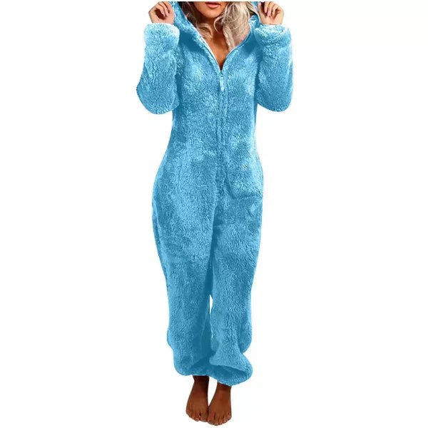 R&B | Damen Teddy Fleece Overall mit Kapuze