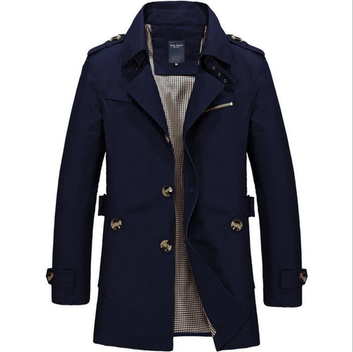 R&B | Langer wasserdichter Trenchcoat für Herren mit doppelten Knöpfen