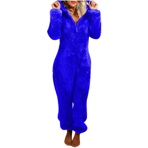 R&B | Damen Teddy Fleece Overall mit Kapuze