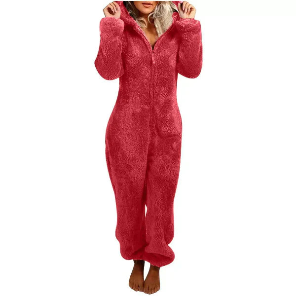 R&B | Damen Teddy Fleece Overall mit Kapuze