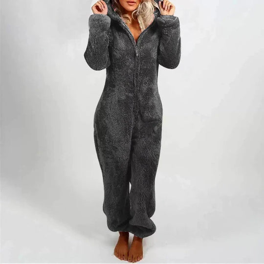 R&B | Damen Teddy Fleece Overall mit Kapuze