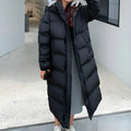 R&B | Lange Stepp Pufferjacke mit Kapuze für Wintertage