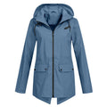 R&B | Regenjacke Lockere Passform Kapuze Wasserabweisend mittellang Reißverschluss und Taschen