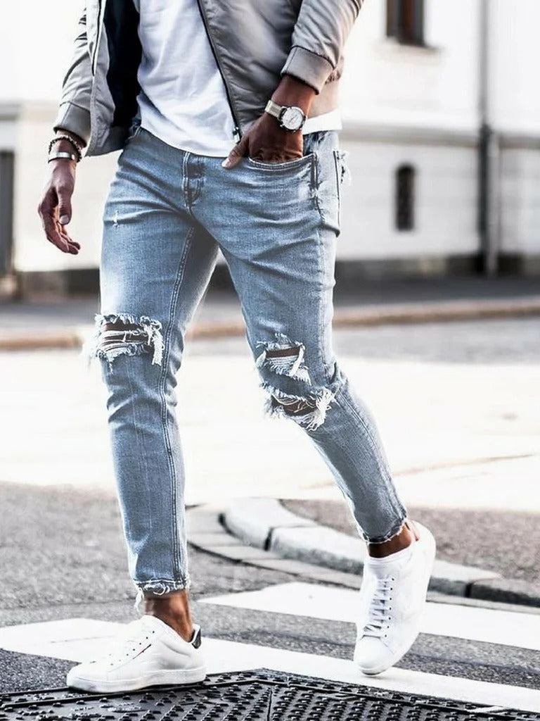 R&B | Slim Fit Jeans Enge Passform Abgedrehte Details Vollständig Denim Lässig