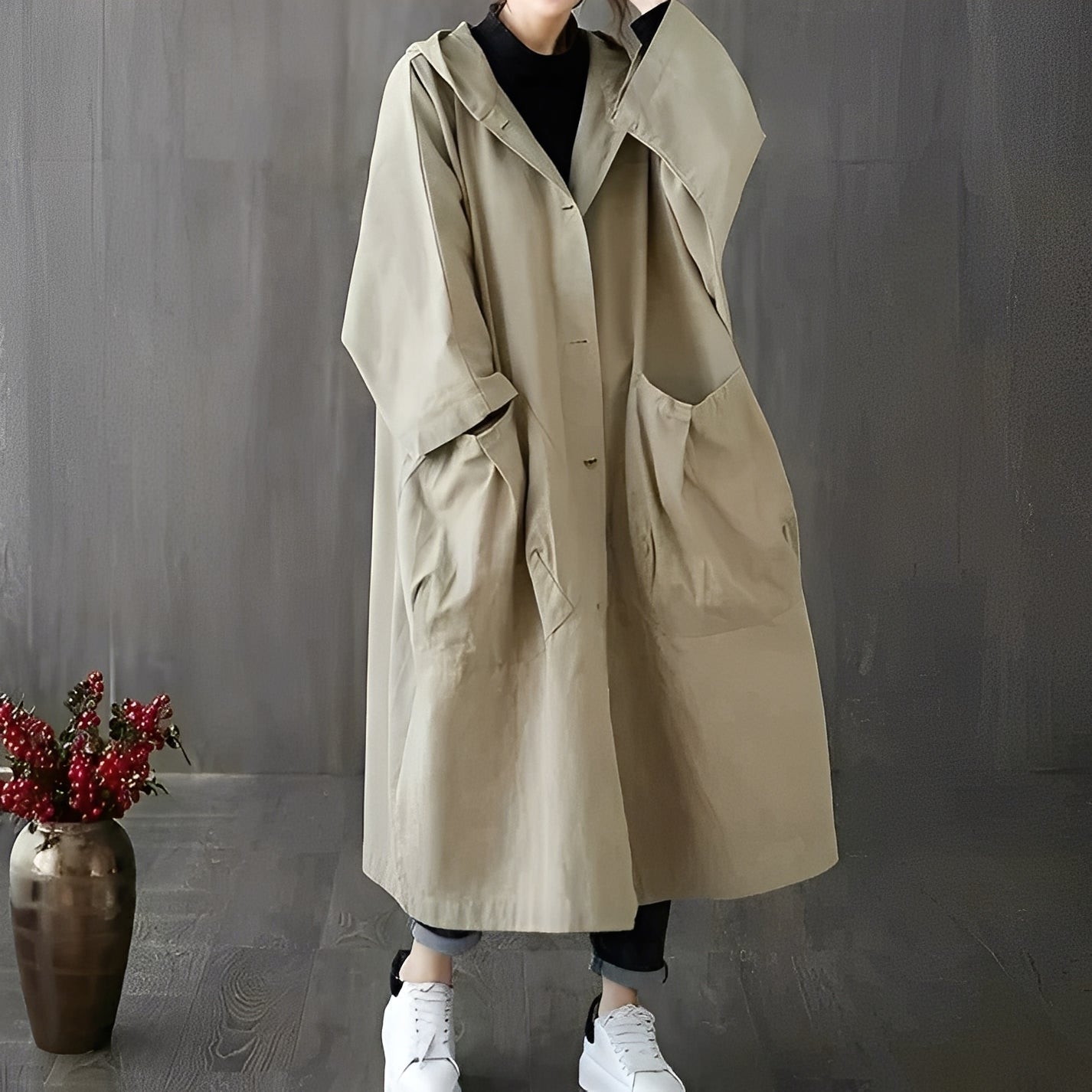 R&B | Moderner Trenchcoat mit Taschen für Frauen