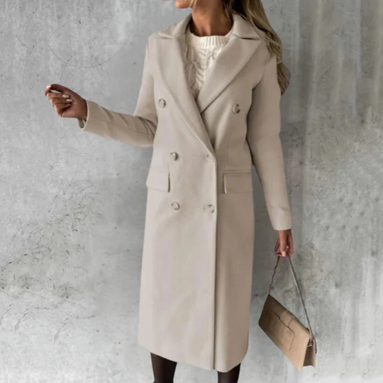 R&B | Trench Mantel Taillierte Passform Wolle Doppelreiher knie-lange