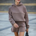 R&B | Loungewear Set Übergröße Kapuzenpullover und Shorts Weicher Strick Bequemer Schnitt