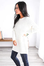 R&B | Übergröße Passform Grobstrickwolle Wabenstruktur Rippkanten