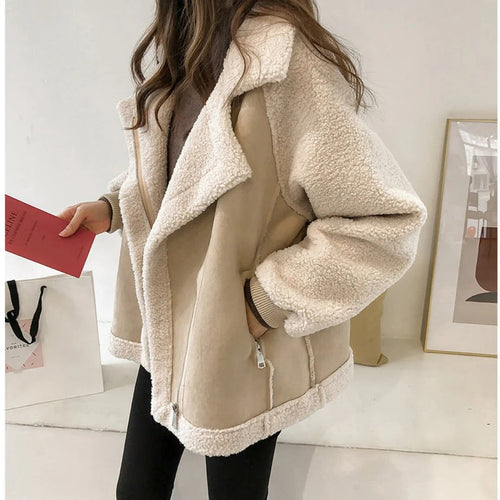 R&B | Warme Damen Teddyjacke mit Weicher Fütterung und Reißverschluss