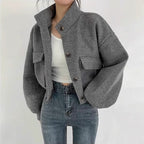 R&B | Kurze graue Wolljacke für Frauen Mauwi