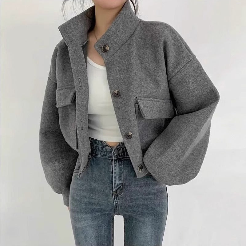 R&B | Kurze graue Wolljacke für Frauen Mauwi