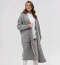 R&B | Strickjacke Gestrickte Woll Optik Übergröße Passform Lang mit Großen Taschen