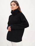 R&B | Relaxed Fit Hoher Rollkragen Gerippte Wollmischung