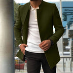 R&B | Wollmantel Slim Fit Mandarin Kragen Verborgene Knöpfe mittellang