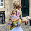 R&B | Strickjacke Grobstrick Übergröße Offene Vorderseite Gekürzter Lässiger Layer