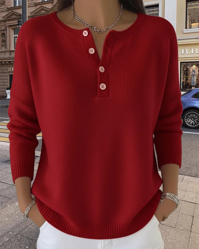R&B | Klassische Strickjacke mit Knöpfen und langen Ärmeln
