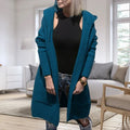 R&B | Strickjacke Übergröße Wollähnliche Strick Kapuze Offene Vorderseite Taschen