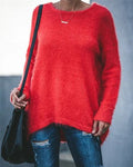 R&B | Plus Size Schnitt Weicher Strick Asymmetrischer Saum Rippbündchen