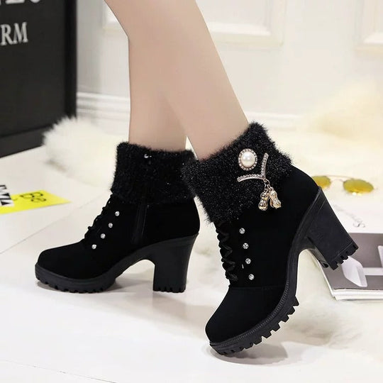 Damenstiefel mit Kristallen und Blockabsatz R&B R&B