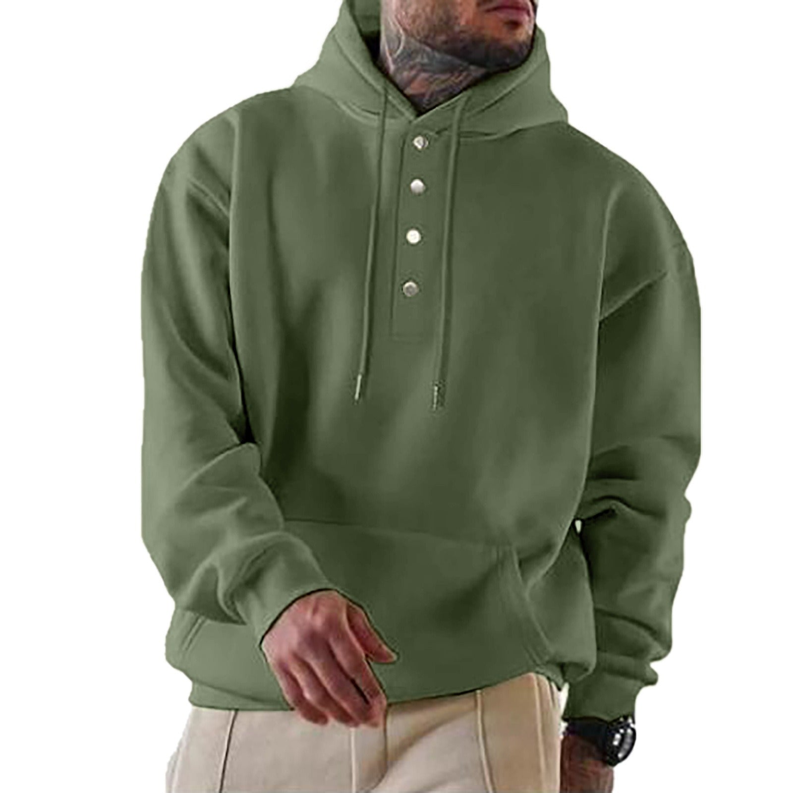 R&B | Kapuzenpullover Lockerer Schnitt Fleece Knopfleiste AlltagsgR&Brauch