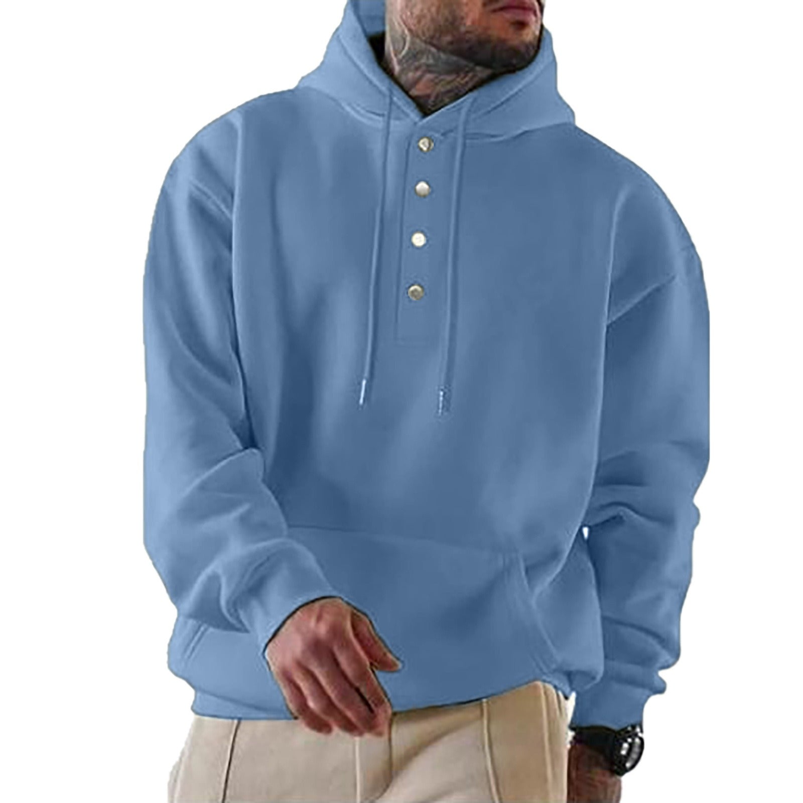 R&B | Kapuzenpullover Lockerer Schnitt Fleece Knopfleiste AlltagsgR&Brauch