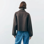 R&B | Cropped Wollmischung Jacke Minimalistische Knopf Down Oberbekleidung