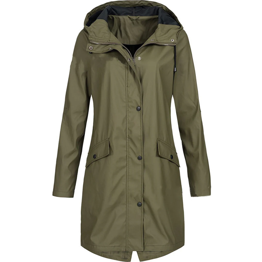 R&B | Regenjacke Taillierte Passform Wasserabweisend mit Kapuze und Knopfverschluss