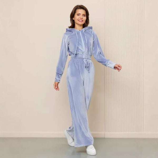 R&B | Loungewear Set Fleece Lässiger Schnitt Kapuzenpullover mit Kordelzug Weite Hose