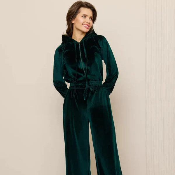 R&B | Loungewear Set Fleece Lässiger Schnitt Kapuzenpullover mit Kordelzug Weite Hose