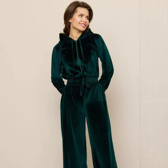 R&B | Loungewear Set Fleece Lässiger Schnitt Kapuzenpullover mit Kordelzug Weite Hose