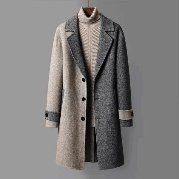 R&B | Trenchcoat Wollmischung Taillierte Passform Knielang Knopfverschluss