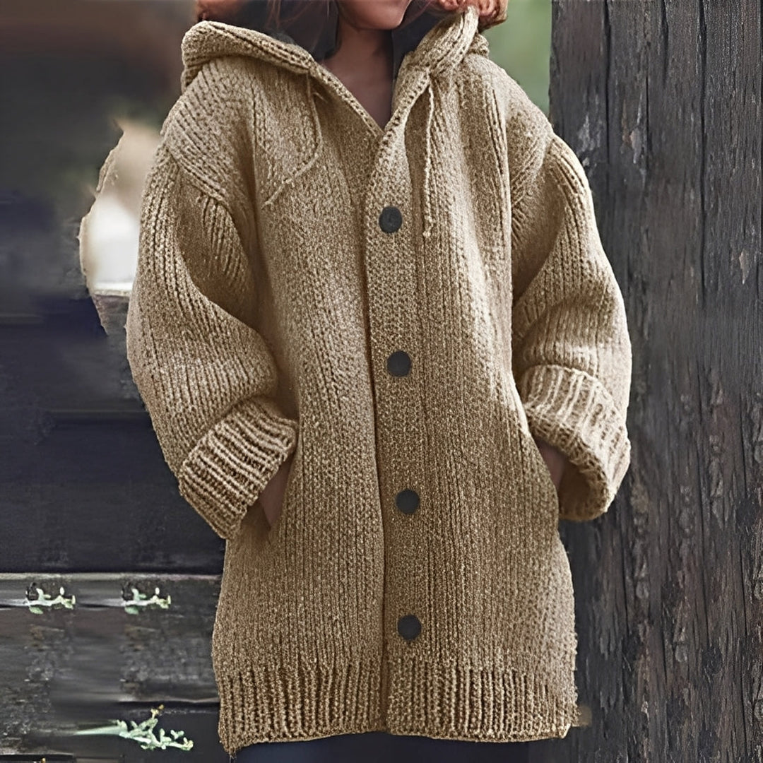 R&B | Bequemer Strickcardigan mit Kapuze für Frauen