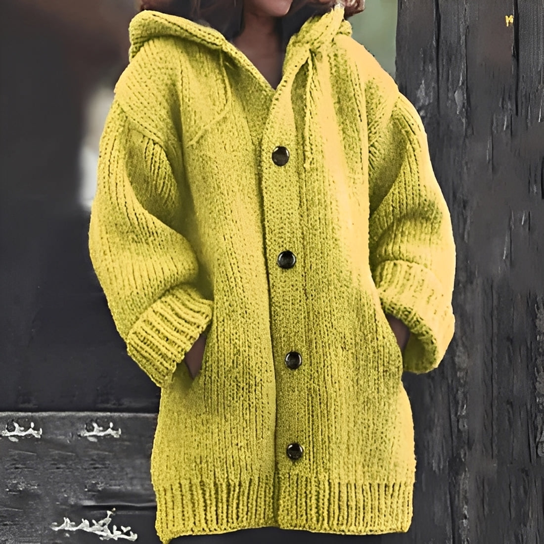 R&B | Bequemer Strickcardigan mit Kapuze für Frauen