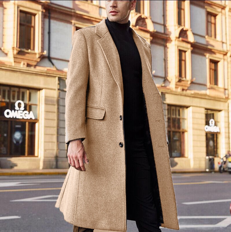 R&B | Trenchcoat Taillierte Passform Wollmix Langes Modell Klassische Revers