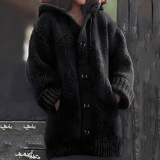R&B | Bequemer Strickcardigan mit Kapuze für Frauen