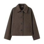 R&B | Cropped Wollmischung Jacke Minimalistische Knopf Down Oberbekleidung