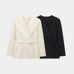 R&B | Wickel Blazer Jacke Langarm Taillierte Passform mit Gürtel